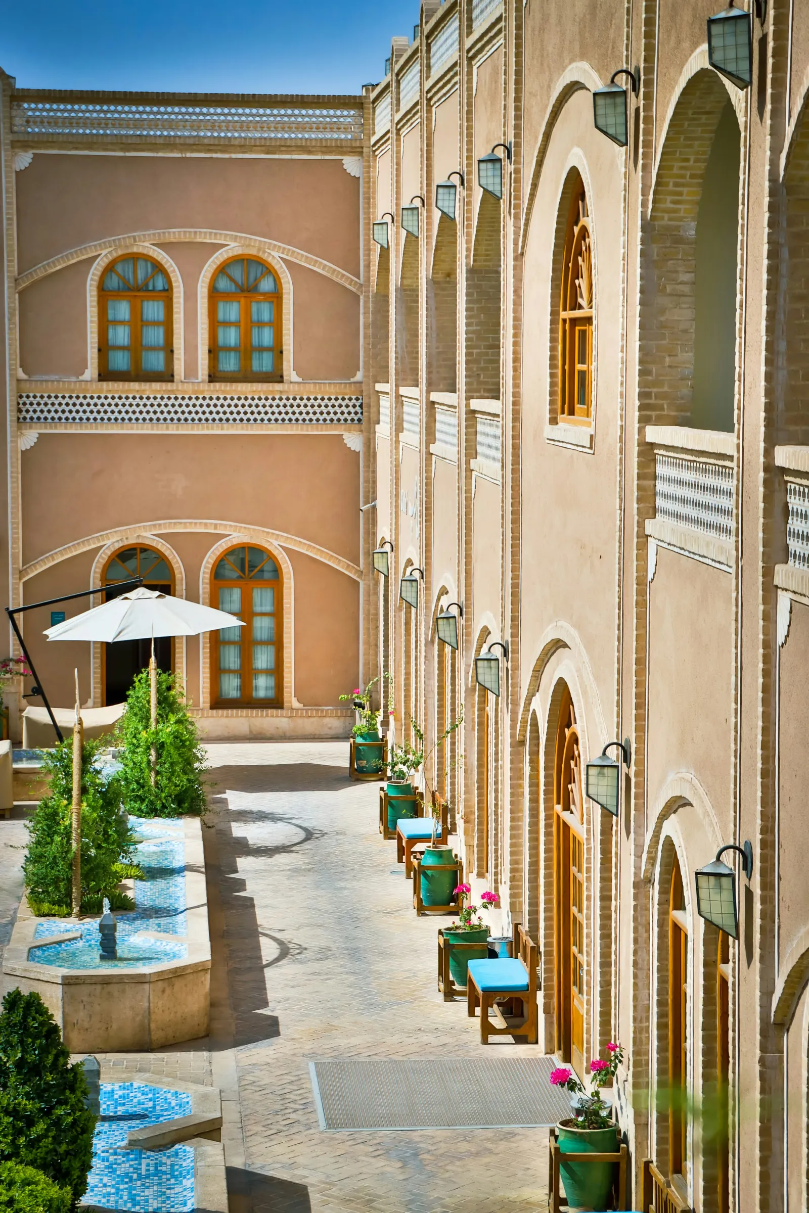 The courtyard of a characterful independent hotel