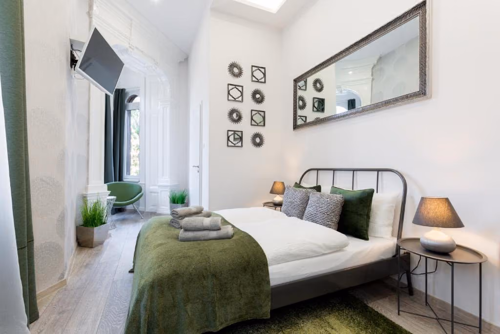 Guest room at one of SLNT Group Kft.'s Budapest properties